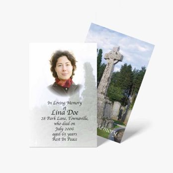 funeral card with photo of person