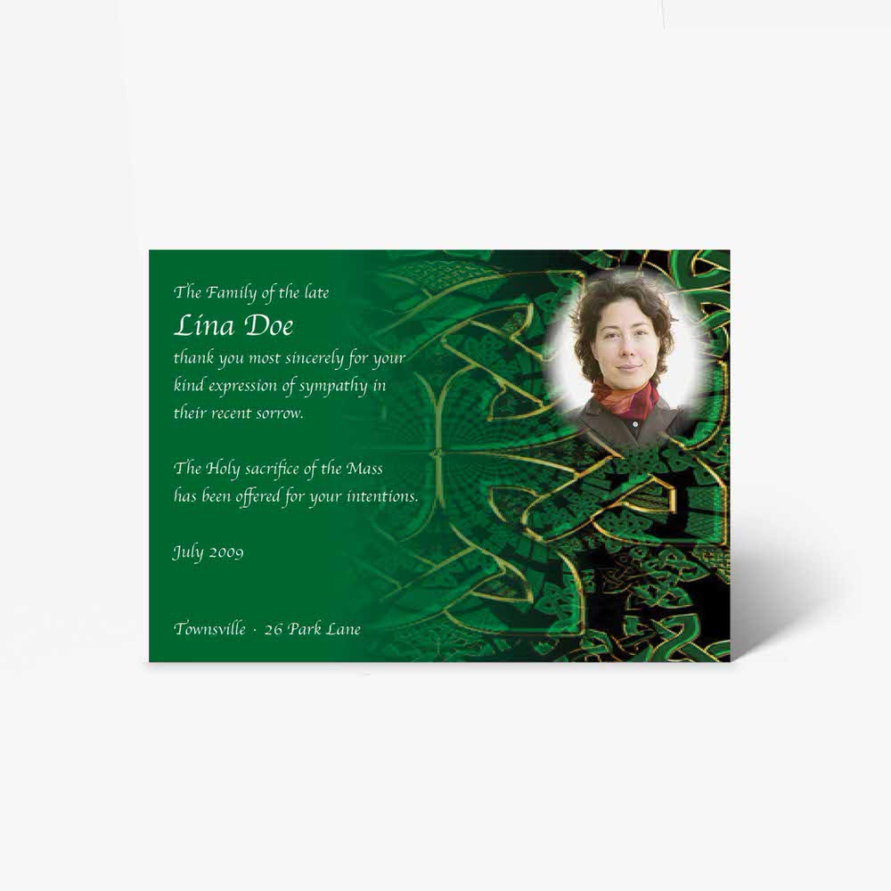 celtic funeral card - green