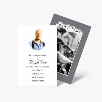 a funeral card with a photo of a man on it