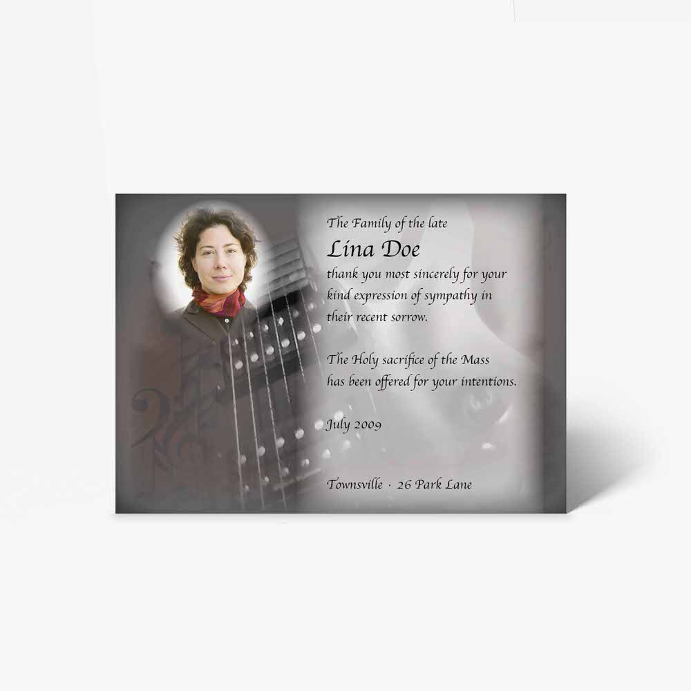 guitar memorial card template