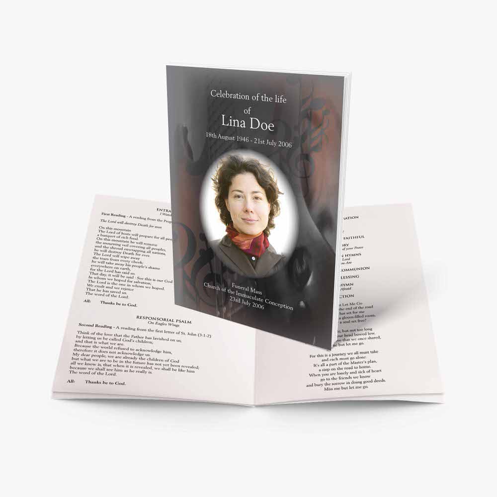 funeral program template - black and white