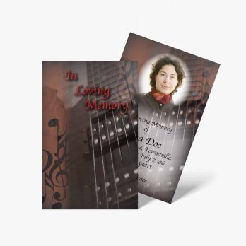 guitar memorial card template