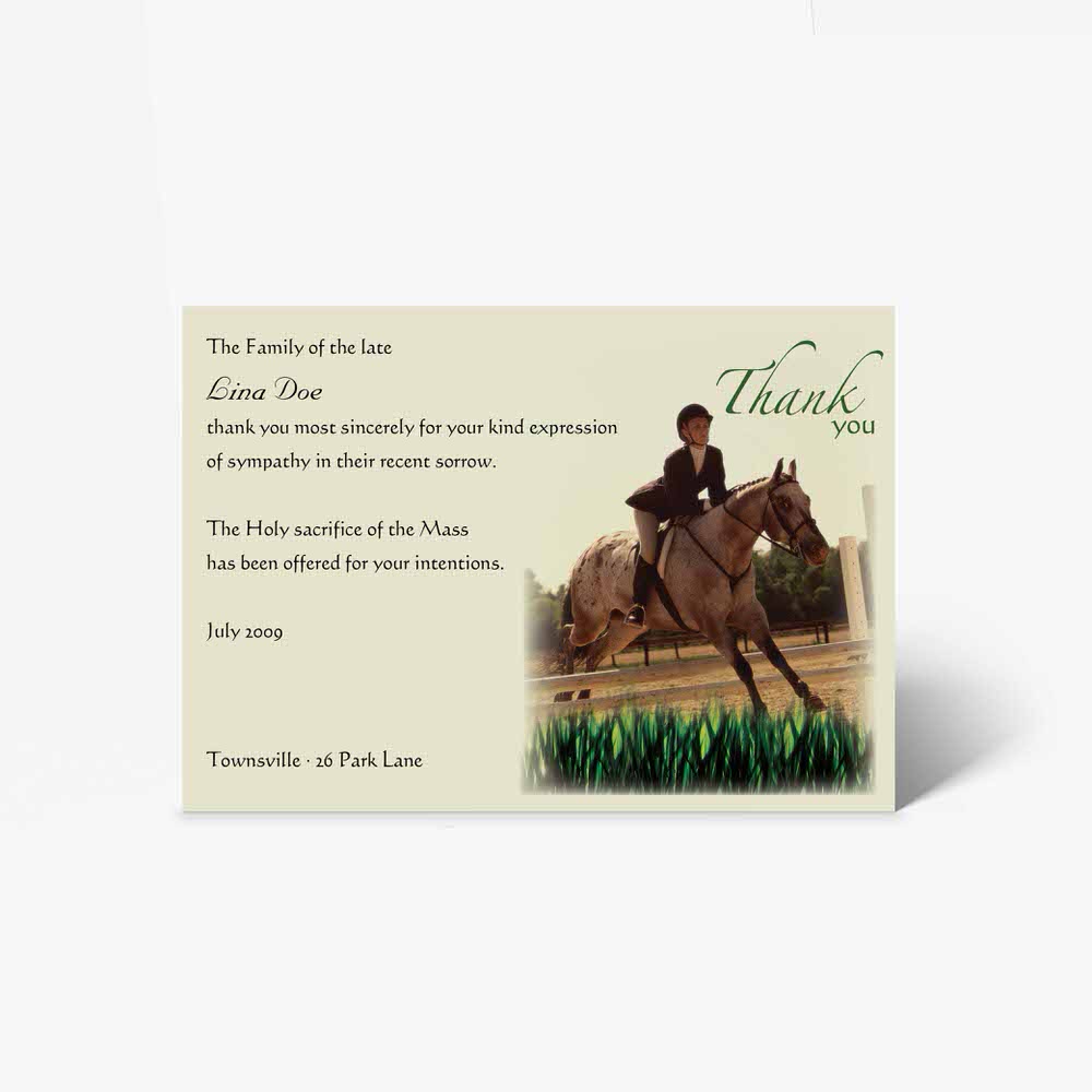 horse riding thank you card