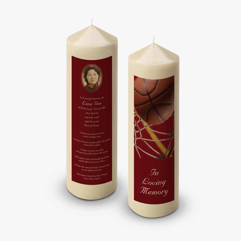 basketball memorial candle