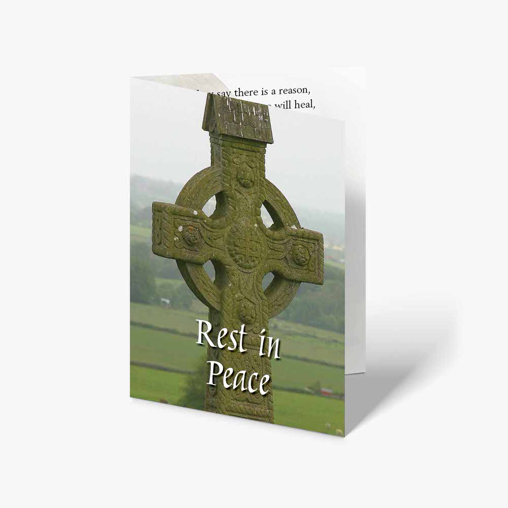 celtic cross rest in peace greeting card
