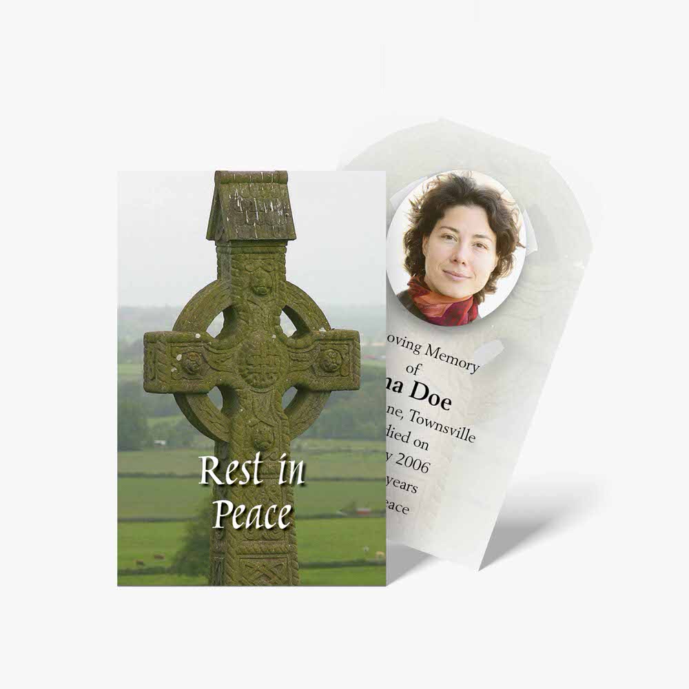 celtic cross funeral card