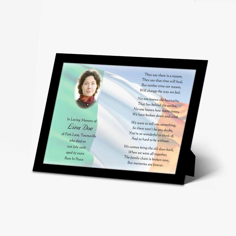 a personalised memorial plaque with a poem for a loved one