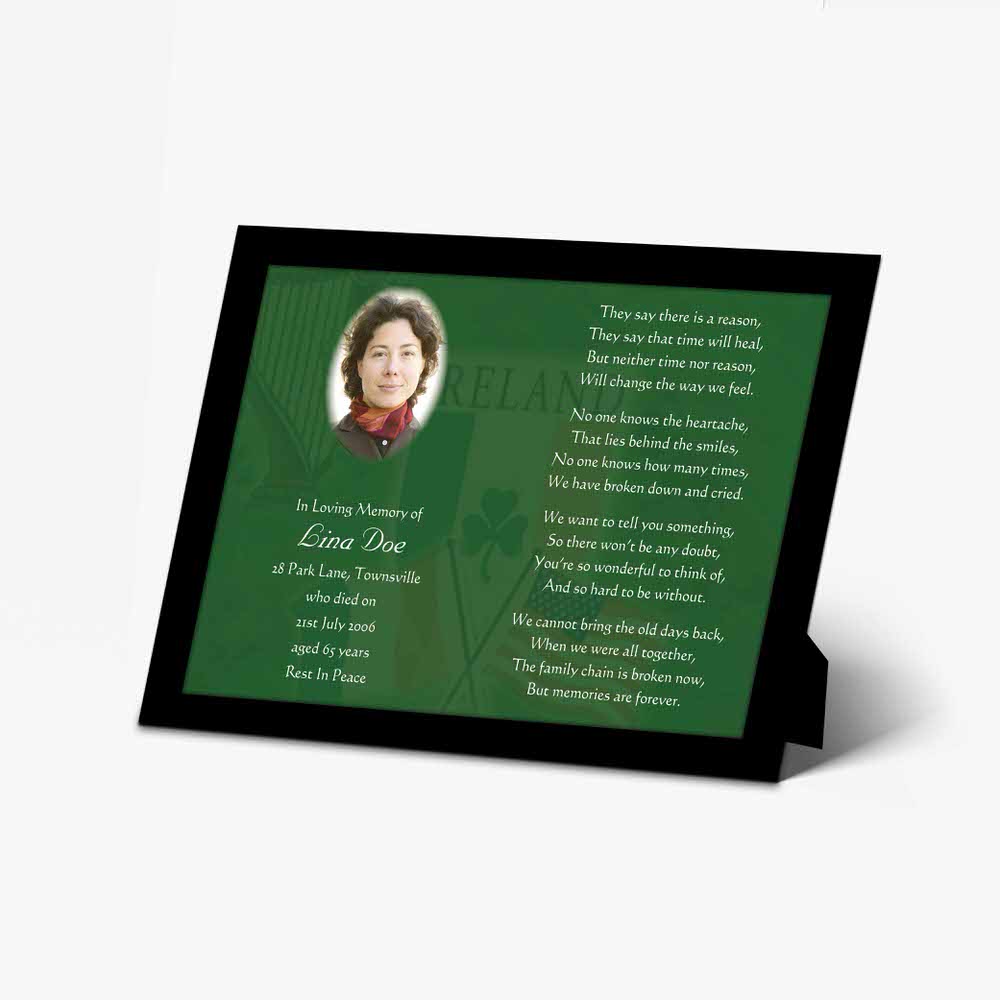 a personalised memorial plaque with a poem