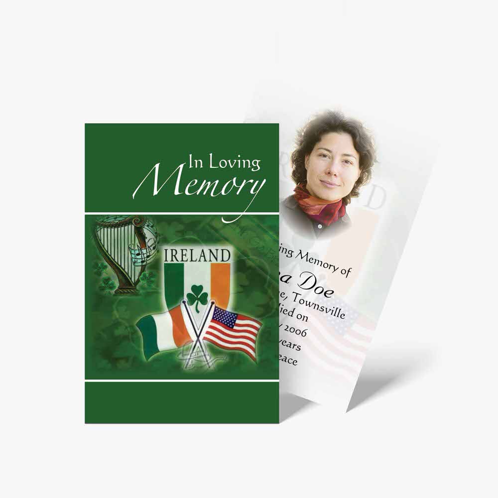 memorial card template with irish flag