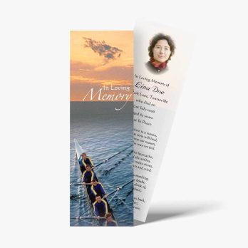 a bookmark with a photo of a rower on the water