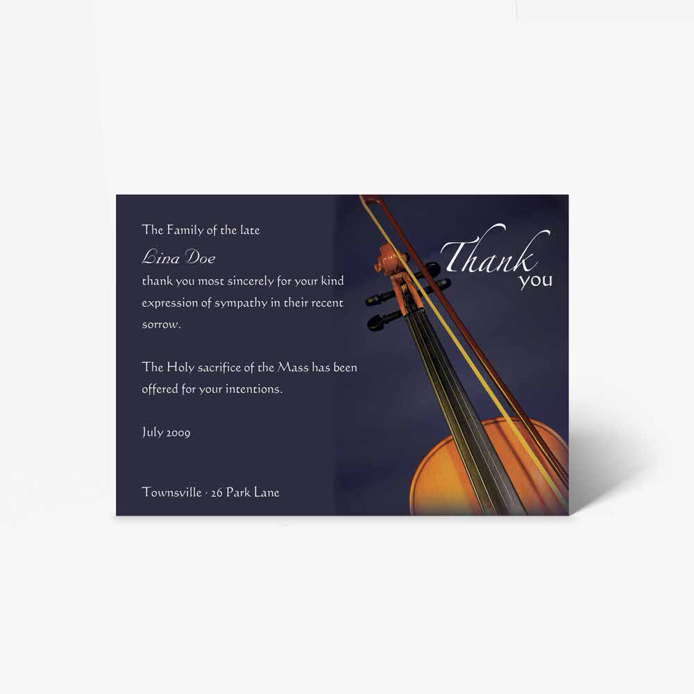 thank card with violin