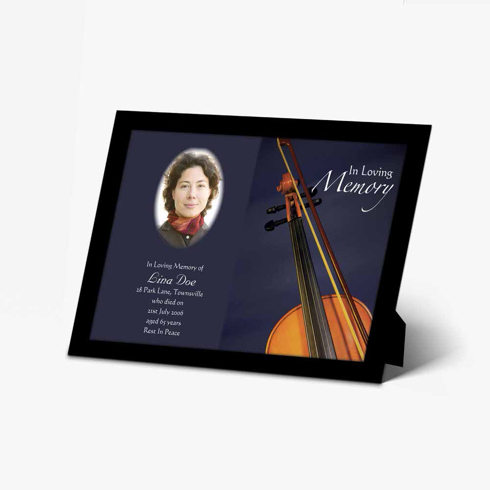 memorial photo frame with violin