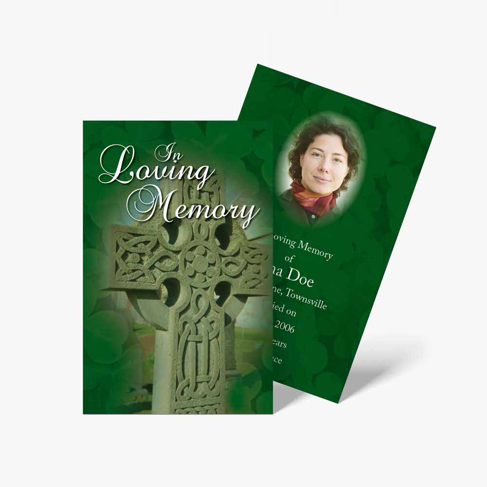 celtic funeral card template