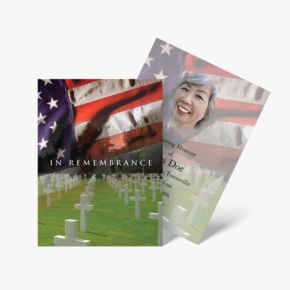 memorial card template with american flag
