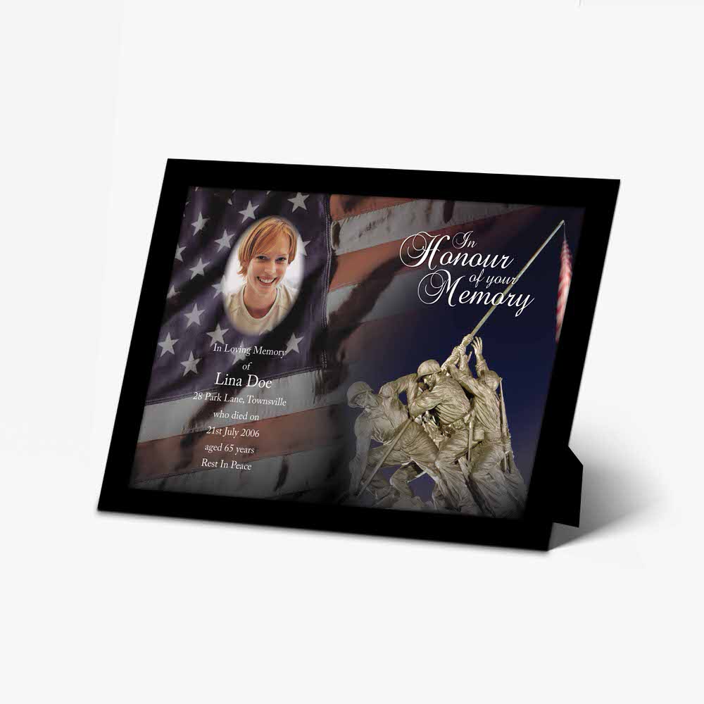 memorial photo frame with american flag