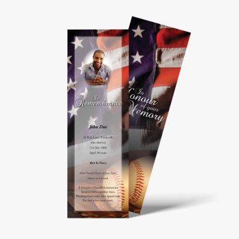 a baseball bookmark with an american flag on it