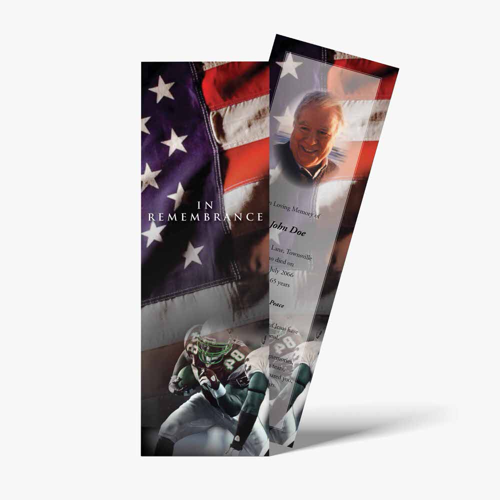 a bookmarks with an american flag and a man in uniform