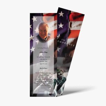 a bookmark with an american flag and a man in uniform