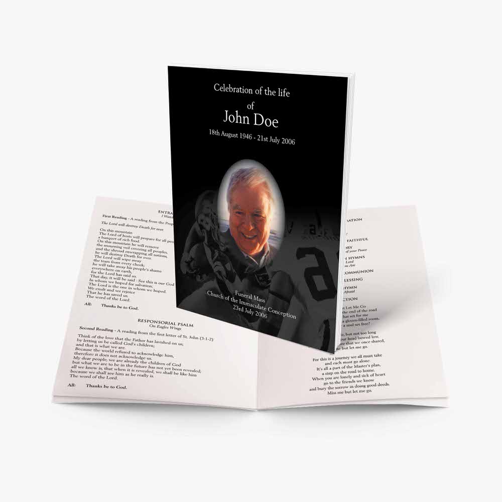 black and white funeral program template