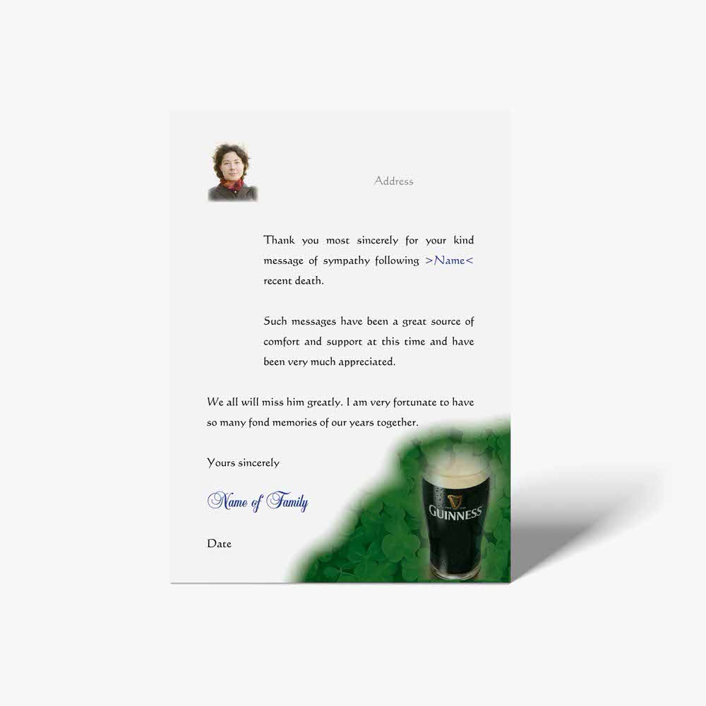 thank you card for a pint of guinness