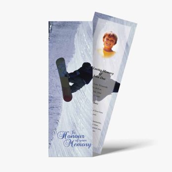 a bookmark with a snowboarder on it