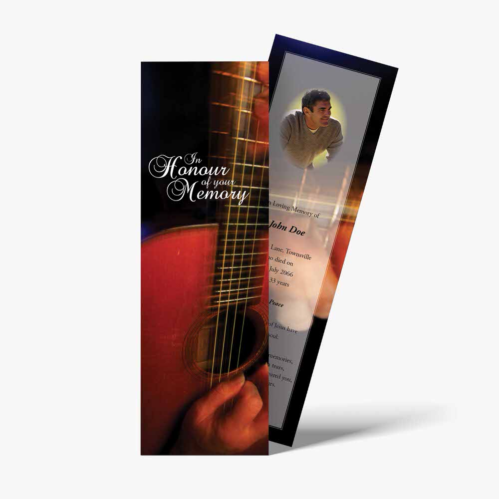 guitar memorial bookmark template