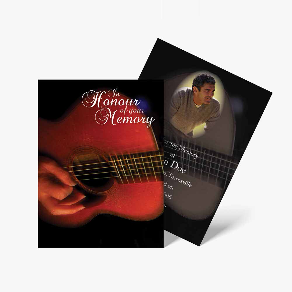 guitar memorial card template