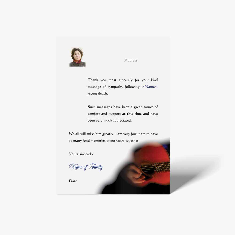 thank you letter template for guitar player