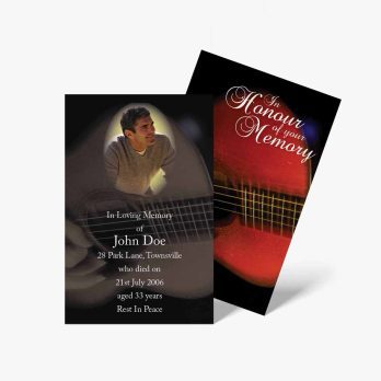 guitar memorial card template