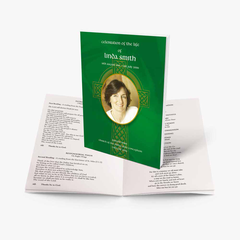 green funeral program template