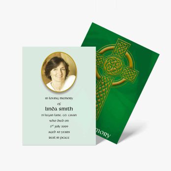 green celtic cross funeral invitation