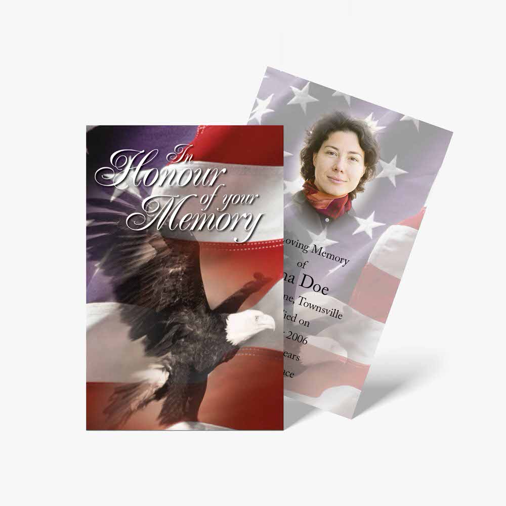 memorial card template with american flag