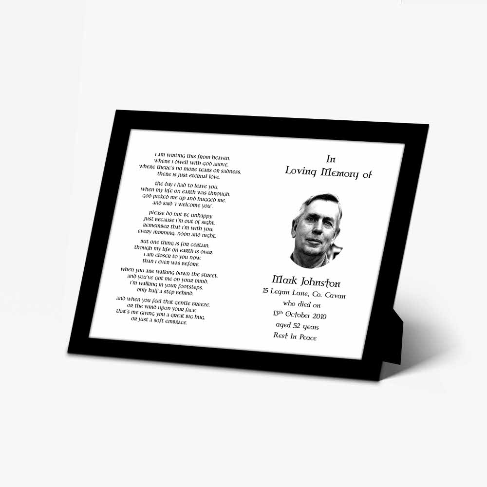 funeral poem memorial card