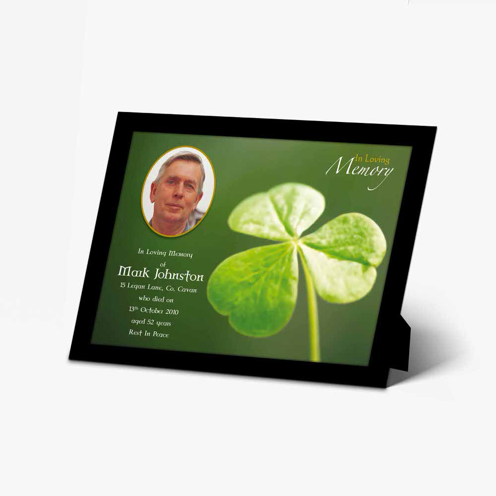 a four leaf clover memorial photo frame