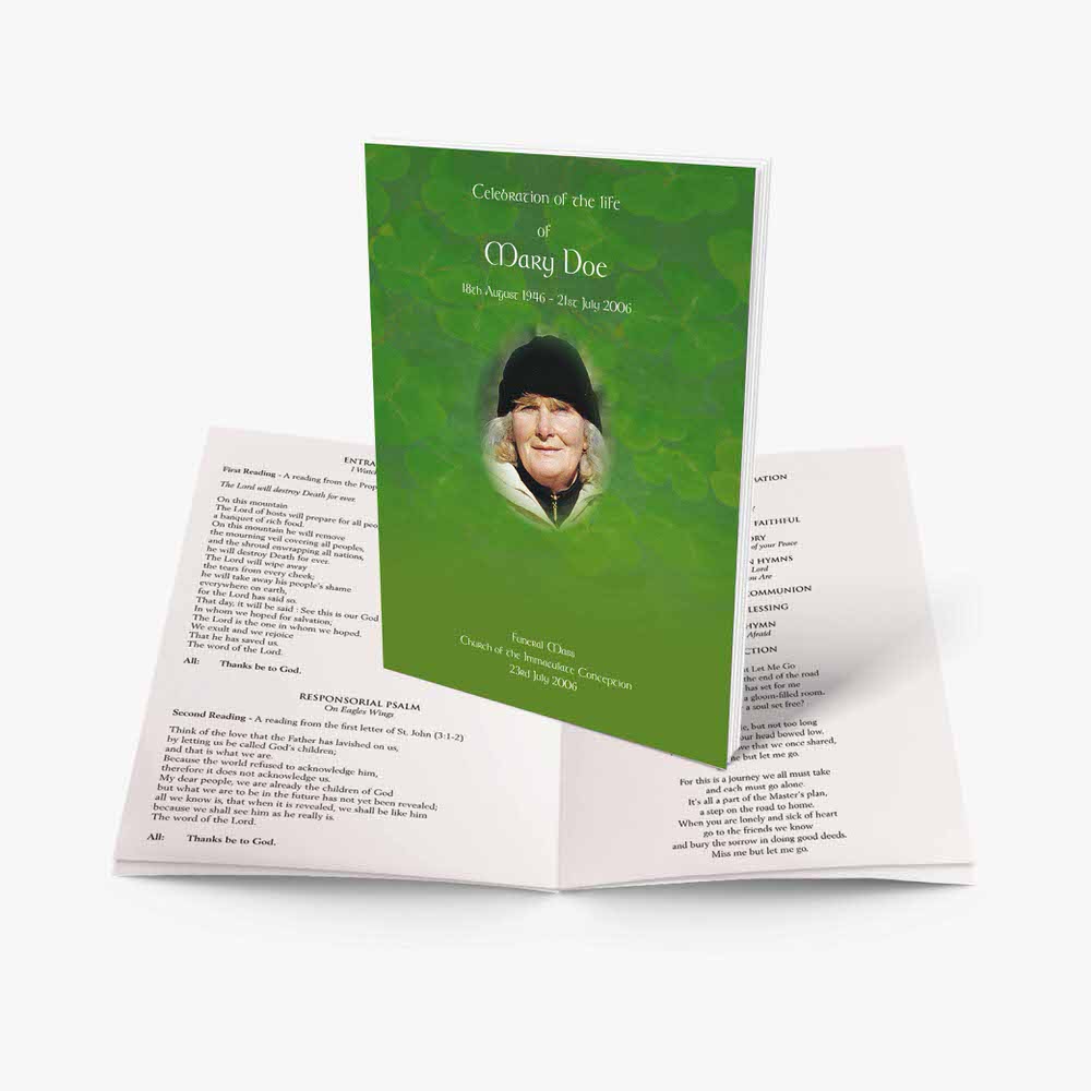 green funeral program template