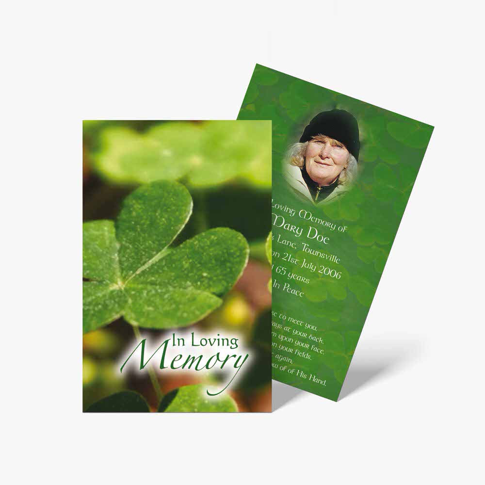 a green leafed memorial card
