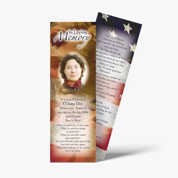 a bookmark with a photo of a woman and an american flag