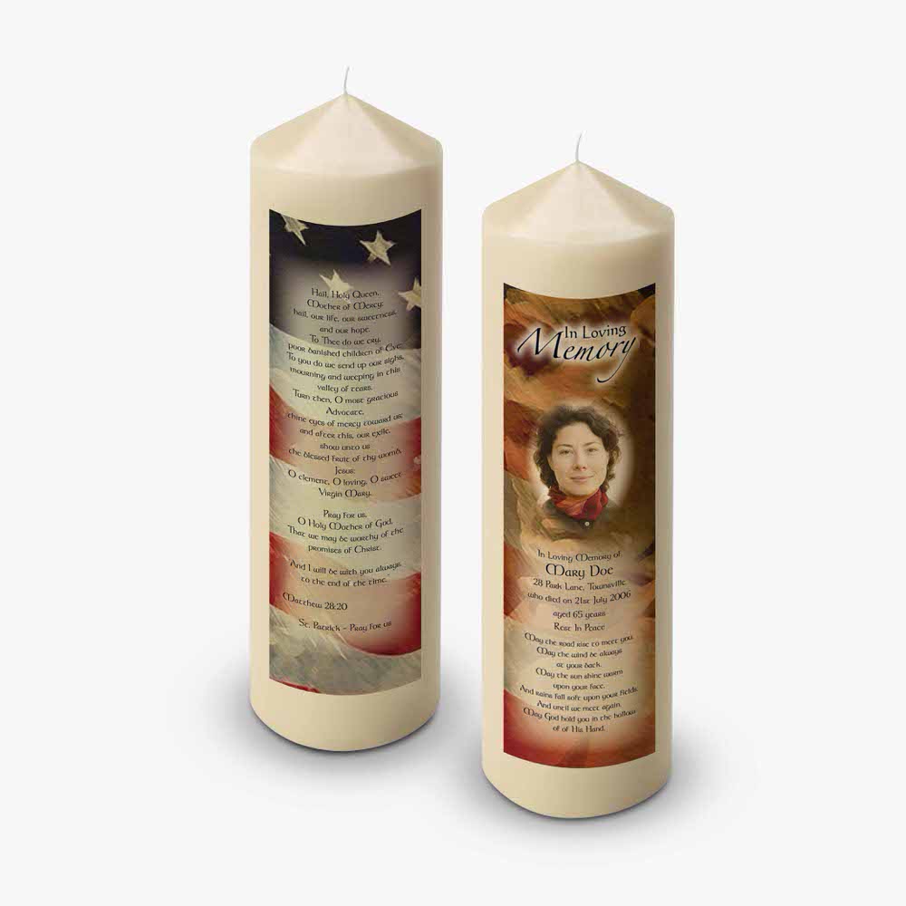 two candles with a poem on them