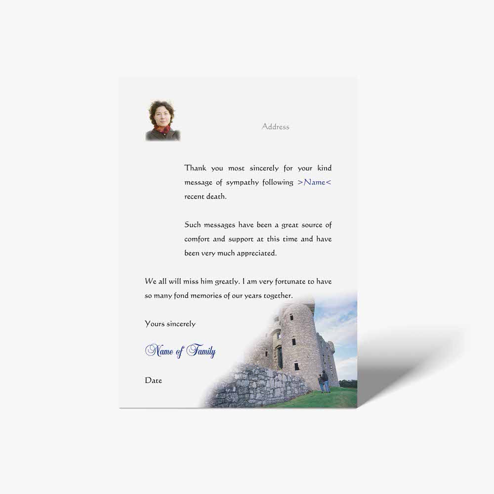 thank you card for a castle