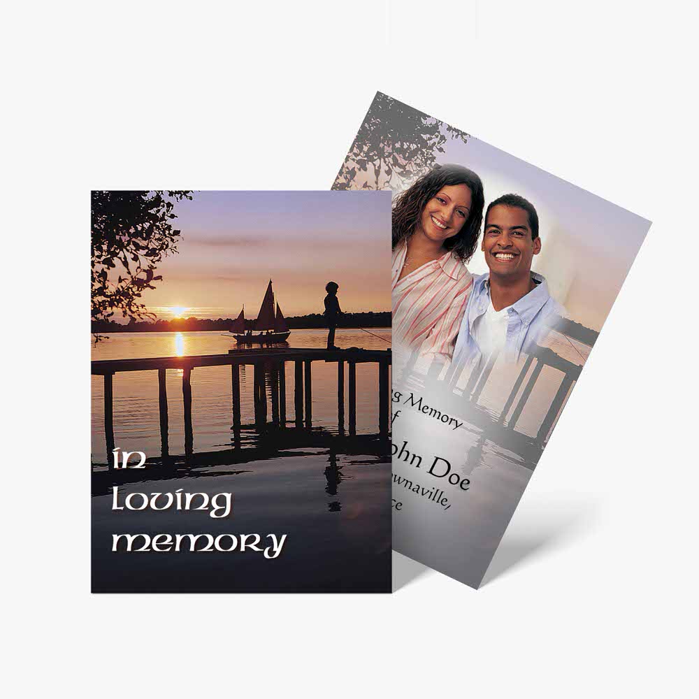 two cards with the words in memory and a photo of a couple
