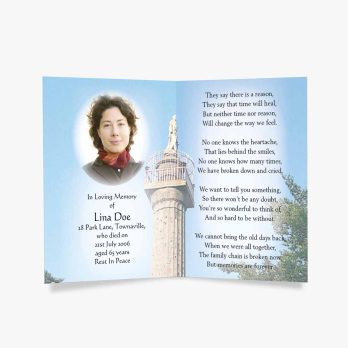 a memorial prayer card for a loved one