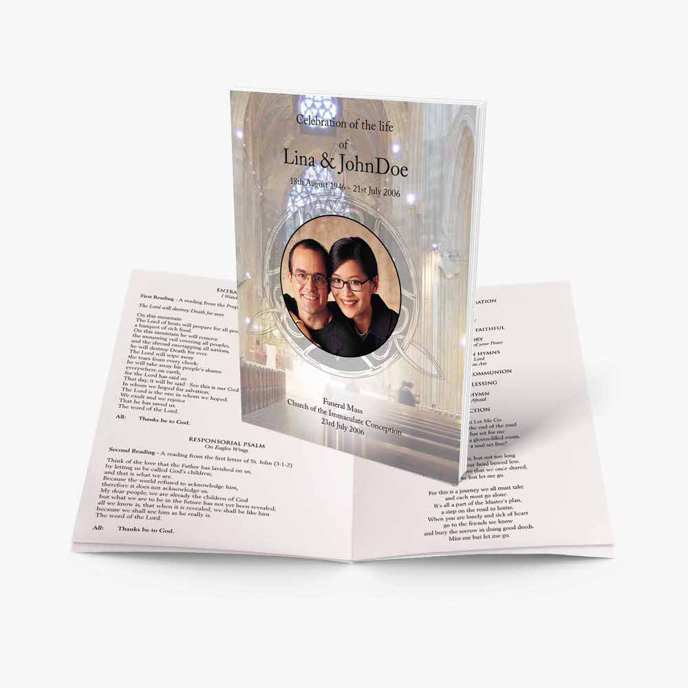 a wedding program template with a photo of the couple