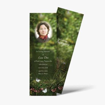 a bookmarks with a photo of a woman in a green dress