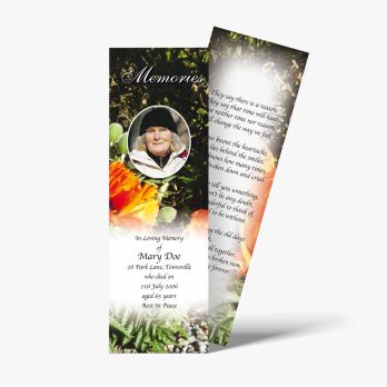 a bookmark with a photo of a woman and flowers