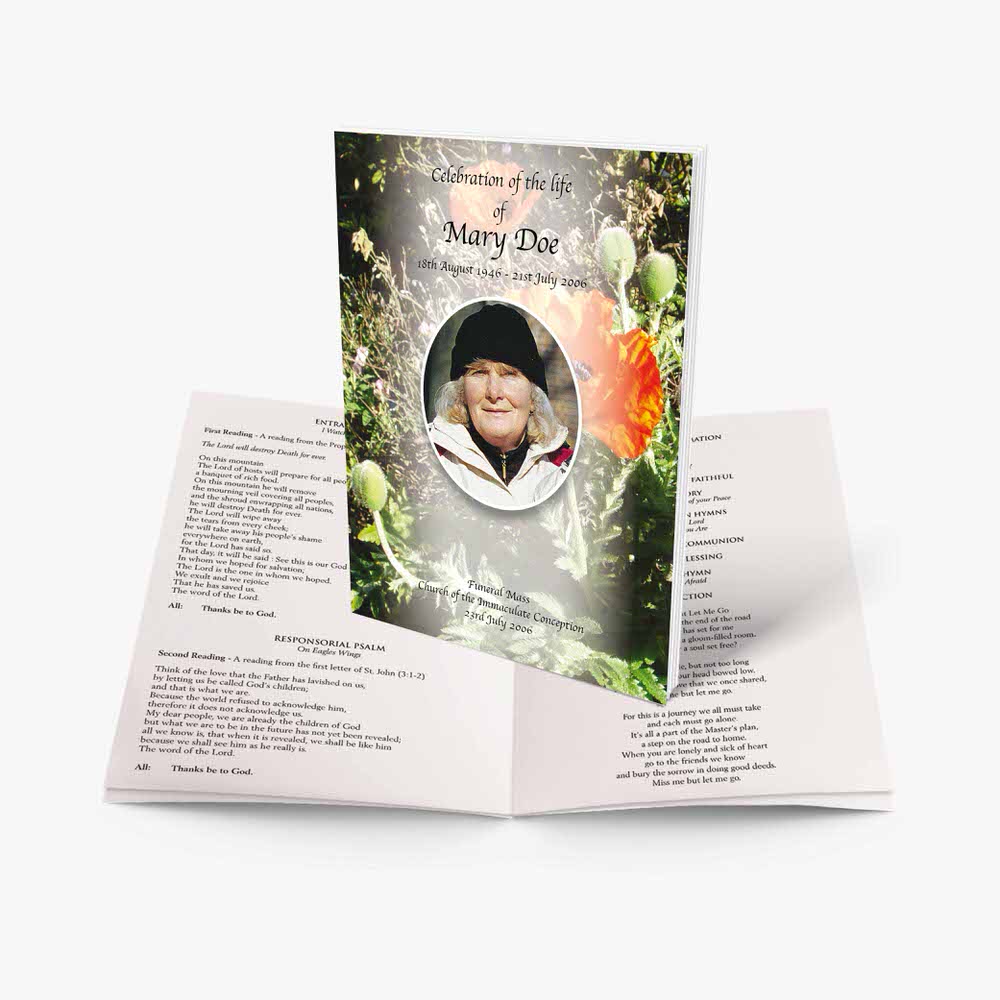 funeral program template with photo