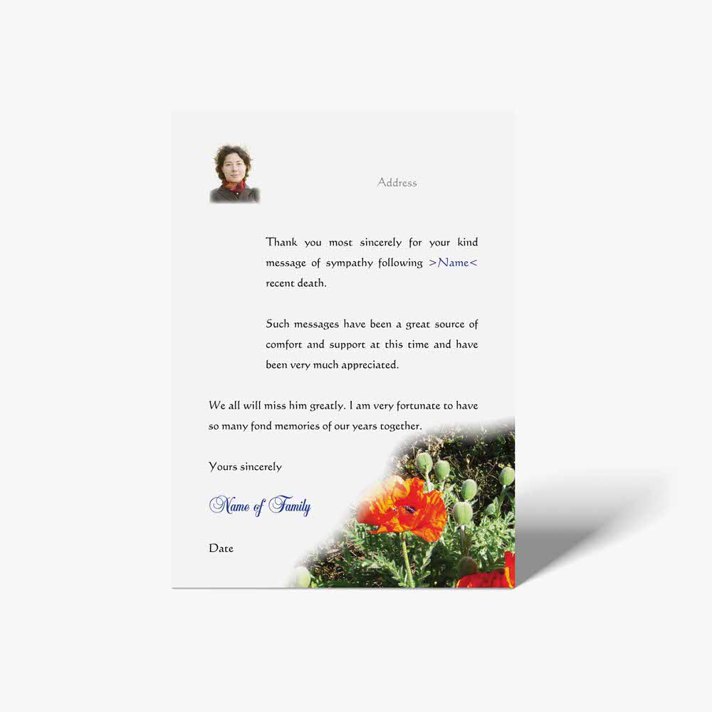 thank you card with flowers