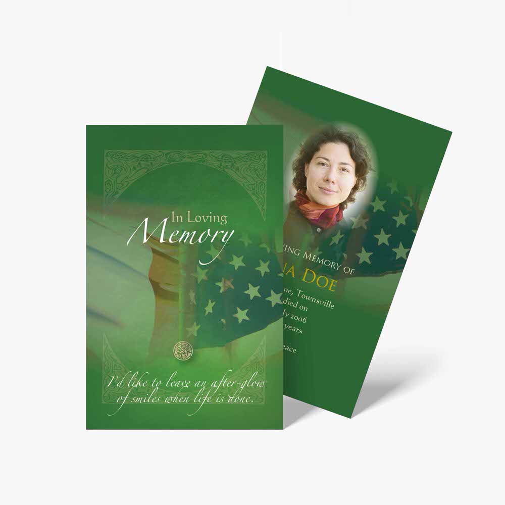 green memorial card template