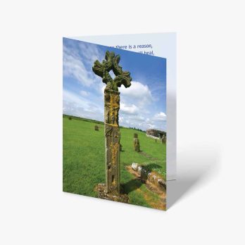 a greeting card with a cross on it