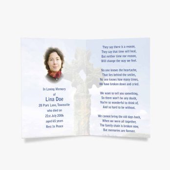 a memorial card for a person who died in a car accident