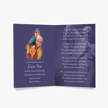 memorial card - purple